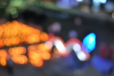 Defocused image of illuminated lights at night