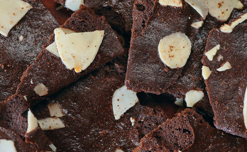 High angle view of chocolate cake