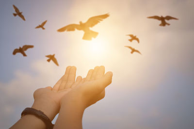 Midsection of person against sky