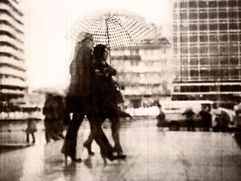 Woman walking in city
