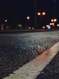 Surface level of road at night