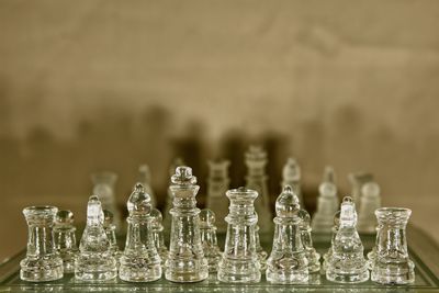 Full frame shot of chess pieces on table