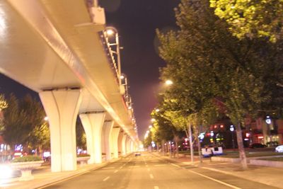 Illuminated street lights at night