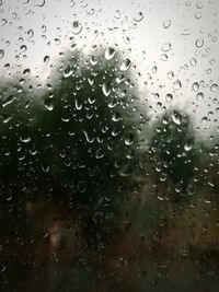 Full frame shot of raindrops on window