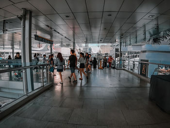 People walking in modern building