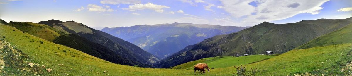 Panoramic view of mountains against sky