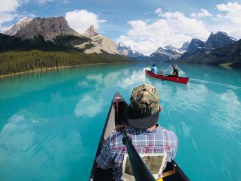 Panoramic view of lake against sky