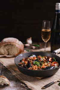 Food in bowl on table