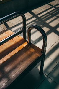 High angle view of empty seats on table