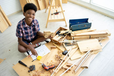 Man working at table