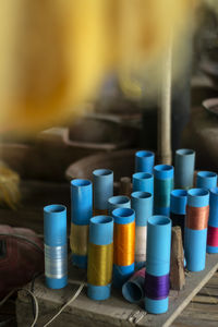 Close-up of colorful drinking straws