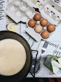 High angle view of food on table