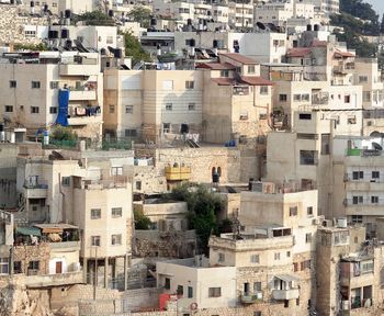High angle view of buildings in city