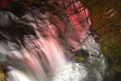 Close-up of waterfall in forest