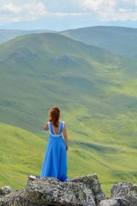 Rear view of woman looking at landscape