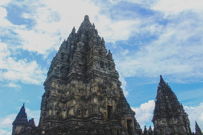 Low angle view of temple building against sky