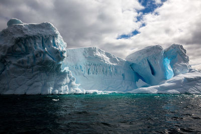 Scenic view of frozen sea against sky