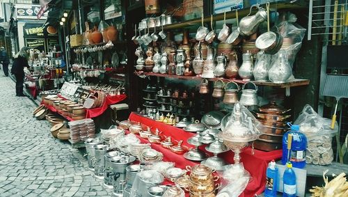 Various bottles on display at store