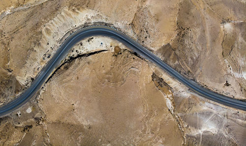 High angle view of road in desert