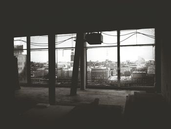 View of building through window