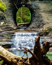Scenic view of waterfall