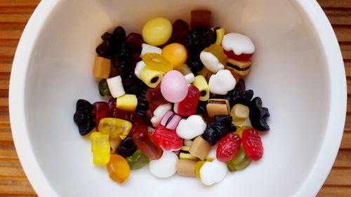 High angle view of fruits in bowl