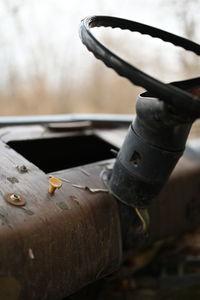 Close-up of rusty bicycle