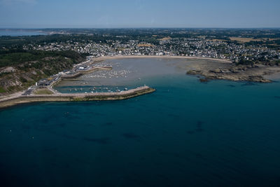 High angle view of sea against sky