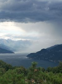 Scenic view of sea and mountains