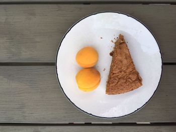 High angle view of breakfast served on table