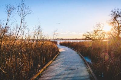 Scenic view of lake against clear sky