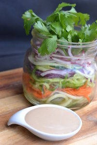 Close-up of tea served on table