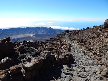 Panoramic view of landscape and mountains against sky