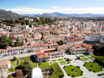 High angle view of townscape against sky