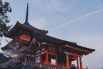 Low angle view of temple building against sky