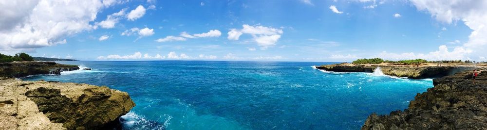 Panoramic view of sea against cloudy sky