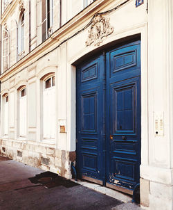 Closed door of old building