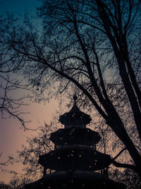 Low angle view of silhouette tree against sky