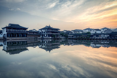 Reflection of buildings in water