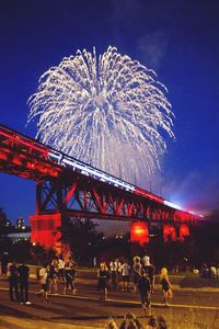 Firework display at night