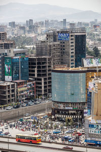 High angle view of cityscape in city