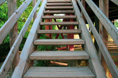 High angle view of staircase in park