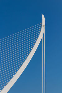 Low angle view of modern building against blue sky