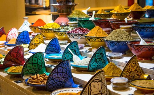 Close-up of spices for sale in market