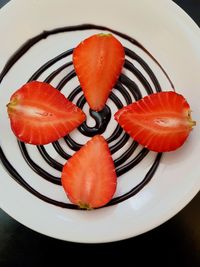 High angle view of cake on plate