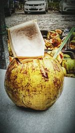 High angle view of fruits on table