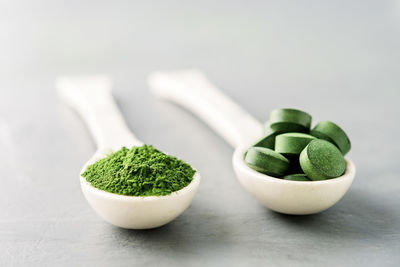 Close-up of green vegetables on table