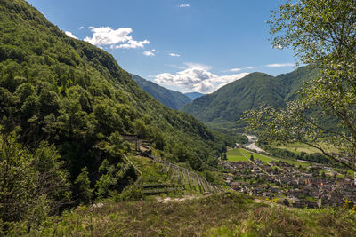 Scenic view of mountains against sky