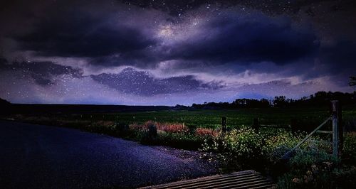 Scenic view of landscape against cloudy sky