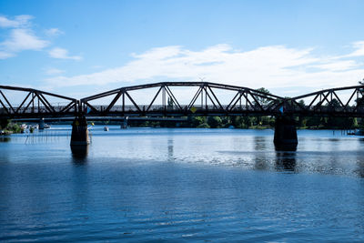 Bridge over river against blue sky